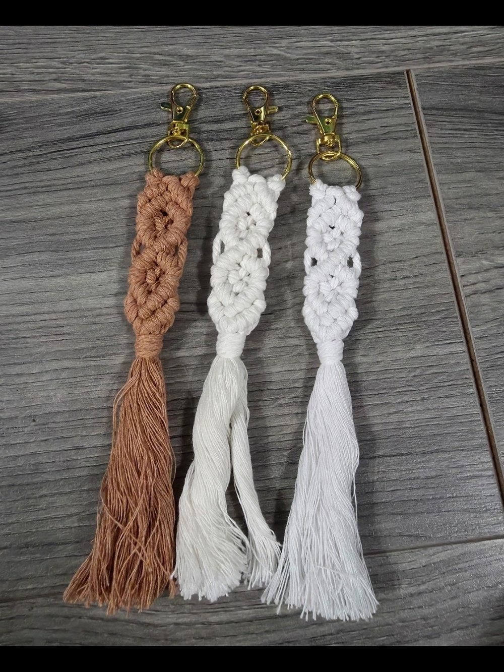 Handmade Macramé Tassel Keychain. Boho Set Of 3!